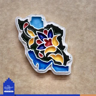 نگاره سـرامیکی (پیکسل) آهنربایی - طرح «نقشه ایـران» با تـزیین خَتایی