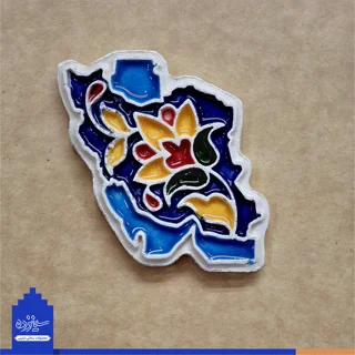 نگاره سـرامیکی (پیکسل) آهنربایی - طرح «نقشه ایـران» با تـزیین خَتایی